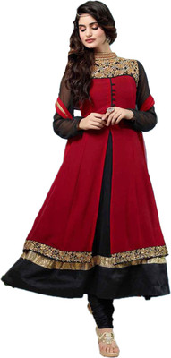 

Vandv Shop Georgette Embroidered Semi-stitched Salwar Suit Dupatta Material, Maroon