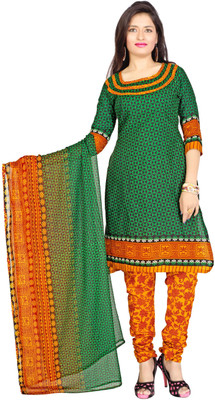

Trendz Apparels Cotton Printed Dress/Top Material(Un-stitched), Green