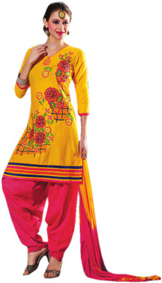 

Trendz Apparels Cotton Embroidered Salwar Suit Dupatta Material(Un-stitched), Yellow