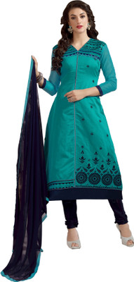 

Jiya Chanderi Self Design, Embroidered Salwar Suit Dupatta Material(Un-stitched), Blue