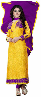 

Trendz Apparels Cotton Embroidered Salwar Suit Dupatta Material(Un-stitched), Yellow