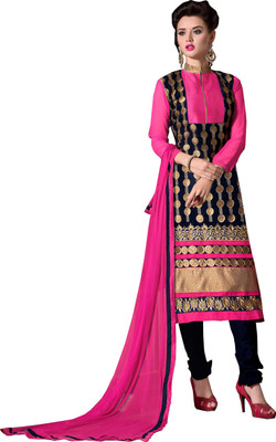 

Khushali Georgette Self Design, Embroidered Salwar Suit Dupatta Material(Un-stitched), Blue;pink
