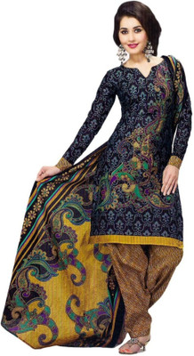 

Roop Mantra Cotton Printed Salwar Suit Dupatta Material(Un-stitched), Black