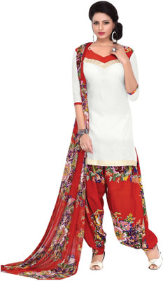 

Trendz Apparels Cotton Printed Dress/Top Material(Un-stitched), White