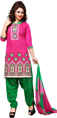 

BanoRani Chanderi Embroidered Salwar Suit Dupatta Material(Un-stitched), Pink