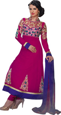 

Jiya Georgette Self Design, Embroidered Salwar Suit Dupatta Material(Un-stitched), Pink