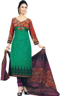 

Javuli Cotton Printed Dress/Top Material(Un-stitched), Green