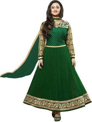 

Javuli Brocade, Art Silk, Organza Embroidered Semi-stitched Salwar Suit Dupatta Material, Dark blue