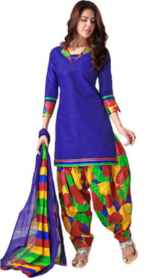 

Party Wear Dresses Cotton Printed Salwar Suit Dupatta Material(Un-stitched), Dark blue