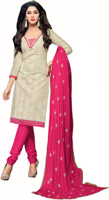 

Jiya Silk Self Design, Embroidered, Embellished Salwar Suit Dupatta Material(Un-stitched), Beige;pink