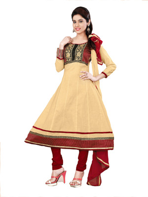 

Jiya Cotton Embroidered Salwar Suit Dupatta Material(Un-stitched), Beige