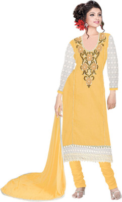 

Jiya Chanderi Self Design, Embellished, Embroidered Dress/Top Material(Un-stitched), Yellow