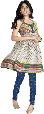 

Party Wear Dresses Cotton Printed Semi-stitched Salwar Suit Dupatta Material, White