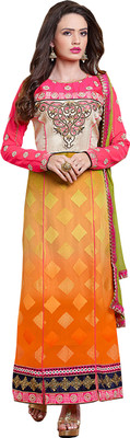 

Khushali Georgette Self Design, Embroidered Salwar Suit Dupatta Material(Un-stitched), Green;orange;pink