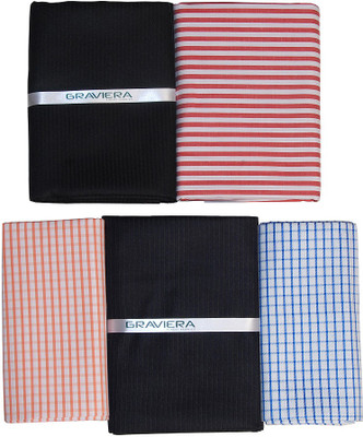 

Graviera Cotton Polyester Blend Striped, Checkered Shirt & Trouser Fabric(Un-stitched), Black