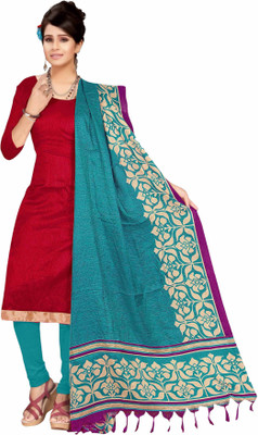 

Women Latest Fancy Designer Salwar Suit Silk Solid Salwar Suit Dupatta Material(Un-stitched), Red