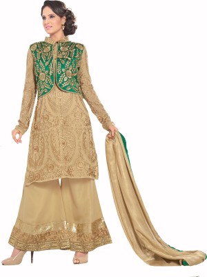 

Jiya Georgette Self Design, Embroidered Salwar Suit Dupatta Material(Un-stitched), Beige