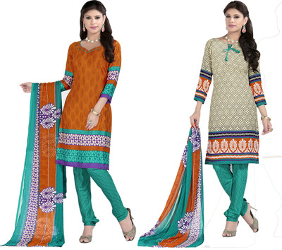 

Jiya Crepe Self Design, Printed Salwar Suit Dupatta Material(Un-stitched), Beige;orange