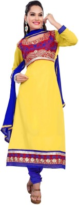 

Parishi Fashion Chiffon Embroidered Salwar Suit Dupatta Material(Un-stitched), Yellow