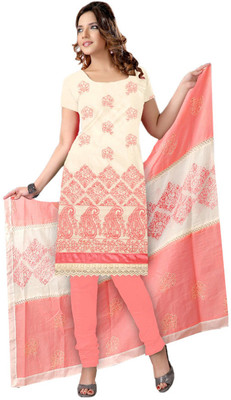 

Jiya Cotton Self Design, Embellished, Embroidered Dress/Top Material(Un-stitched), Cream;gajari