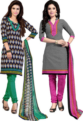 

Jiya Cotton Self Design, Printed Salwar Suit Dupatta Material(Un-stitched), Dark blue;white
