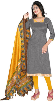 

Shree Vardhman Silk Embroidered Salwar Suit Dupatta Material(Un-stitched), Grey