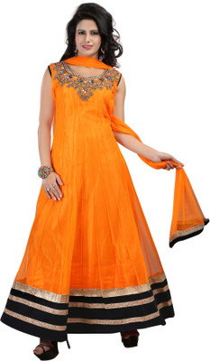 

Ecoco Net Solid, Embroidered Salwar Suit Dupatta Material(Un-stitched), Orange red & black