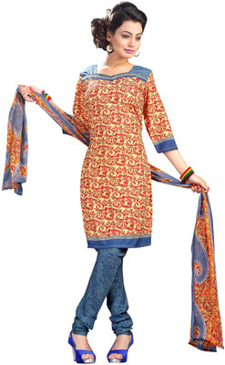 

Parishi Fashion Crepe Printed Salwar Suit Dupatta Material(Un-stitched), Yellow