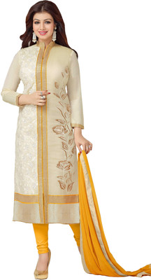 

Shree Vardhman Cotton Embroidered Salwar Suit Dupatta Material(Un-stitched), Cream