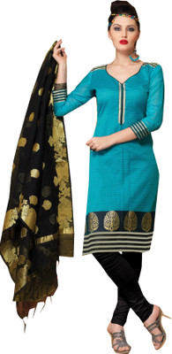 

Trendz Apparels Jacquard Printed Dress/Top Material(Un-stitched), Blue