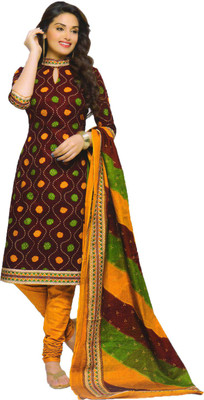 

Indian Wear Online Cotton Printed Semi-stitched Salwar Suit Dupatta Material, Maroon