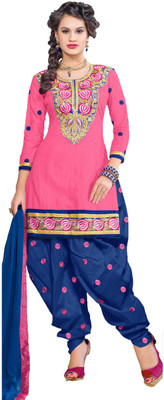 

Indian Wear Online Georgette Embroidered Semi-stitched Salwar Suit Dupatta Material, Pink