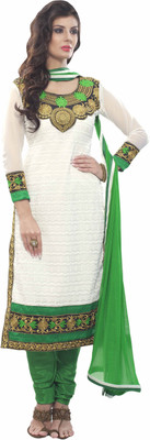 

Jiya Georgette Embroidered, Self Design Dress/Top Material(Un-stitched), Green;white
