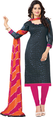 

Jiya Chanderi Self Design, Embroidered Salwar Suit Dupatta Material(Un-stitched), Grey;pink