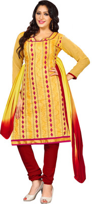 

Khushali Chanderi Self Design, Embellished, Embroidered Salwar Suit Dupatta Material(Un-stitched), Yellow