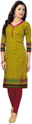 

Kanheyas Cotton Printed Kurti Fabric(Un-stitched), Green