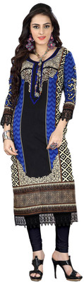 

Vandv Shop Cotton Printed Kurti Fabric(Un-stitched), Black;blue