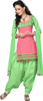 

Jiya Cotton Self Design, Embroidered Salwar Suit Dupatta Material(Un-stitched), Light green;pink
