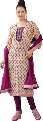 

Rutbaa Cotton Printed Salwar Suit Dupatta Material(Un-stitched), Purple