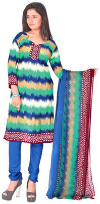 

Jiya Crepe Self Design, Printed Dress/Top Material(Un-stitched), Blue;multicolor