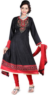 

Shree Vardhman Cotton Embroidered Salwar Suit Dupatta Material(Un-stitched), Black