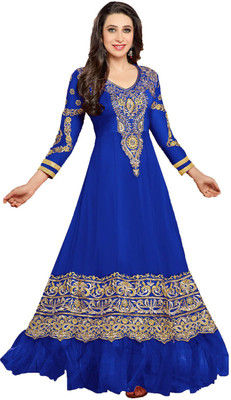 

Indian Wear Online Georgette Embroidered Semi-stitched Salwar Suit Dupatta Material, Blue