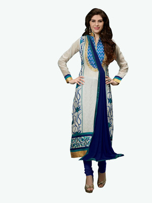 

Khushali Chanderi Self Design, Embroidered Salwar Suit Dupatta Material(Un-stitched), Blue;white