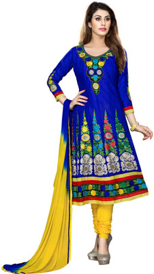 

Jiya Cotton Self Design, Embroidered Salwar Suit Dupatta Material(Un-stitched), Blue;yellow