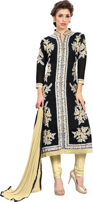

Khushali Georgette Self Design, Embroidered Salwar Suit Dupatta Material(Un-stitched), Beige;black