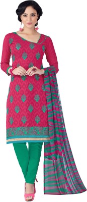 

Khushali Jacquard Self Design, Embroidered Salwar Suit Dupatta Material(Un-stitched), Green;pink