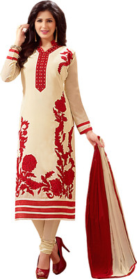 

Khushali Georgette Self Design, Embroidered Salwar Suit Dupatta Material(Un-stitched), Orange;pink
