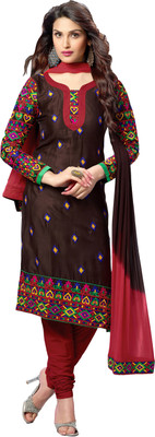 

Jiya Cotton Self Design, Embroidered Salwar Suit Dupatta Material(Un-stitched), Brown;red