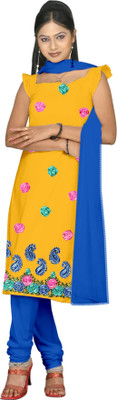 

Indian Wear Online Cotton Embroidered Salwar Suit Dupatta Material(Un-stitched), Yellow