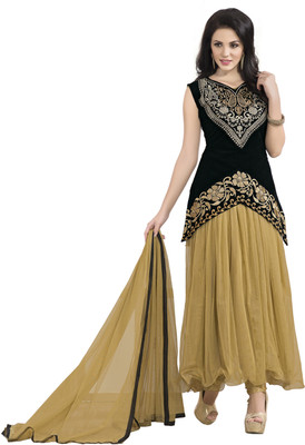 

Jiya Net Self Design, Embroidered Salwar Suit Dupatta Material(Un-stitched), Beige